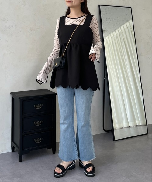 prose verse(プロズヴェール)の「スカラップペプラムビスチェ(キャミソール・レディース・ブラック・LARGE/MEDIUM)」の16枚目の写真