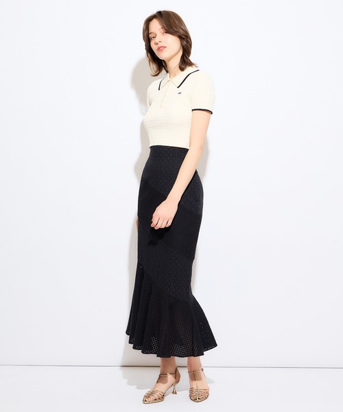 DEICY(デイシー)の「ニットポロシャツ(ポロシャツ・レディース・ピンク/ブラック系その他/オフホワイト・FREE)」の5枚目の写真