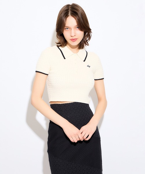 DEICY(デイシー)の「ニットポロシャツ(ポロシャツ・レディース・ピンク/ブラック系その他/オフホワイト・FREE)」の11枚目の写真