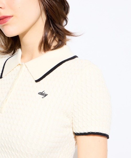 DEICY(デイシー)の「ニットポロシャツ(ポロシャツ・レディース・ピンク/ブラック系その他/オフホワイト・FREE)」の17枚目の写真