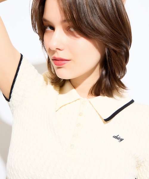 DEICY(デイシー)の「ニットポロシャツ(ポロシャツ・レディース・ピンク/ブラック系その他/オフホワイト・FREE)」の19枚目の写真