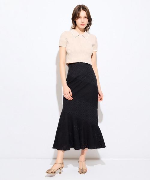 DEICY(デイシー)の「ニットポロシャツ(ポロシャツ・レディース・ピンク/ブラック系その他/オフホワイト・FREE)」の6枚目の写真