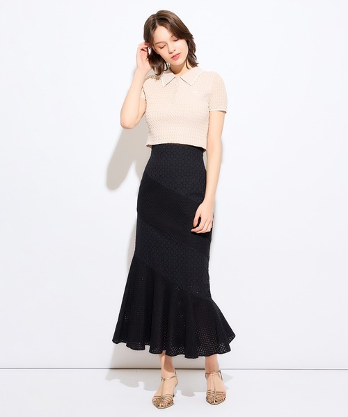 DEICY(デイシー)の「ニットポロシャツ(ポロシャツ・レディース・ピンク/ブラック系その他/オフホワイト・FREE)」の7枚目の写真