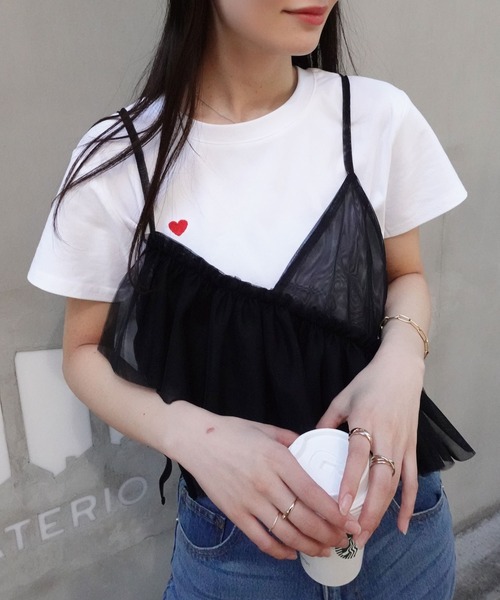 CORNERS（コーナーズ）の「チュールアシメフリルビスチェ（キャミソール・レディース・アイボリー/ブラック/グレー・M）」の15枚目の写真