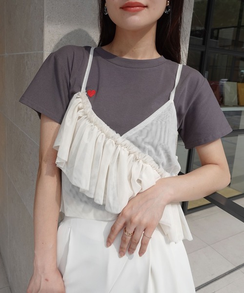 CORNERS（コーナーズ）の「チュールアシメフリルビスチェ（キャミソール・レディース・アイボリー/ブラック/グレー・M）」の17枚目の写真