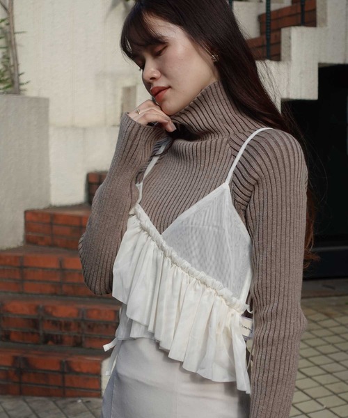 CORNERS（コーナーズ）の「チュールアシメフリルビスチェ（キャミソール・レディース・アイボリー/ブラック/グレー・M）」の19枚目の写真