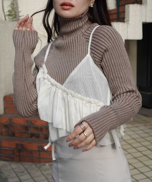 CORNERS（コーナーズ）の「チュールアシメフリルビスチェ（キャミソール・レディース・アイボリー/ブラック/グレー・M）」の22枚目の写真