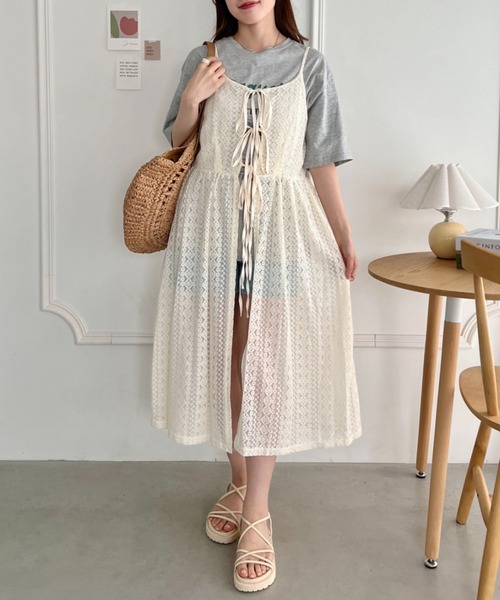 bibiy リボン　ワンピース　リボン付き黒レースキャミワンピース bibiy リボン ワンピース リボン付き黒レースキャミワンピース