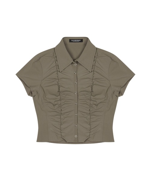 LUVISTRUE(ラヴイズトゥルー)の「RT SHIRRING SHIRT(シャツ/ブラウス・レディース・ベージュ/ネイビー/ブラウン・FREE)」の12枚目の写真