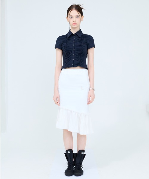 LUVISTRUE(ラヴイズトゥルー)の「RT SHIRRING SHIRT(シャツ/ブラウス・レディース・ベージュ/ネイビー/ブラウン・FREE)」の14枚目の写真