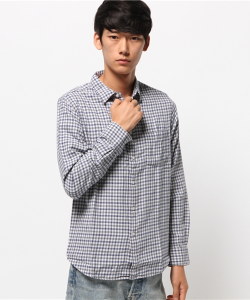 SEVENDAYS=SUNDAY（セブンデイズサンデイ）の「ビンテージネル　長袖レギュラーシャツ（シャツ/ブラウス・メンズ・レッド/グリーン/ネイビー/イエロー/グレー/ブルー・MEDIUM/SMALL/LARGE）」の2枚目の写真