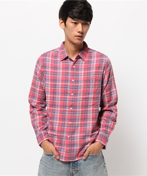 SEVENDAYS=SUNDAY（セブンデイズサンデイ）の「ビンテージネル　長袖レギュラーシャツ（シャツ/ブラウス・メンズ・レッド/グリーン/ネイビー/イエロー/グレー/ブルー・MEDIUM/SMALL/LARGE）」の6枚目の写真