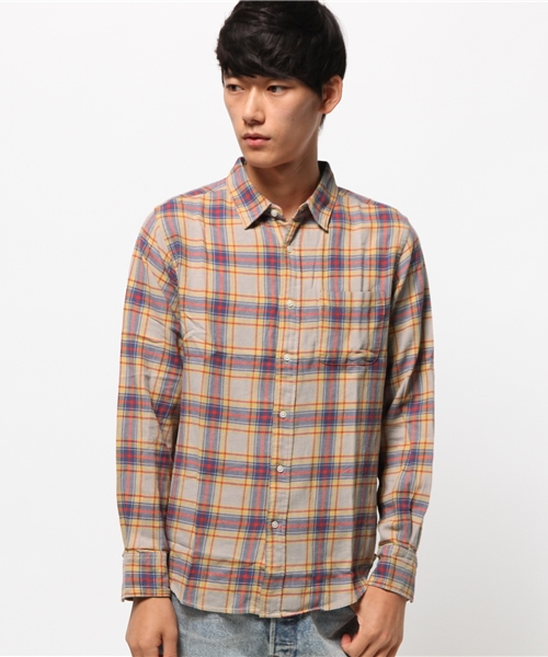 SEVENDAYS=SUNDAY（セブンデイズサンデイ）の「ビンテージネル　長袖レギュラーシャツ（シャツ/ブラウス・メンズ・レッド/グリーン/ネイビー/イエロー/グレー/ブルー・MEDIUM/SMALL/LARGE）」の5枚目の写真