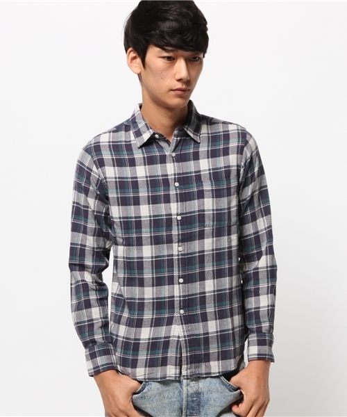 SEVENDAYS=SUNDAY（セブンデイズサンデイ）の「ビンテージネル　長袖レギュラーシャツ（シャツ/ブラウス・メンズ・レッド/グリーン/ネイビー/イエロー/グレー/ブルー・MEDIUM/SMALL/LARGE）」の3枚目の写真