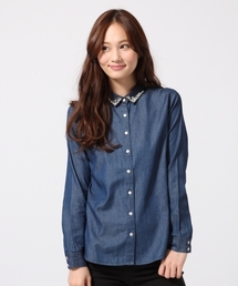 GLOBAL WORK | コットンレーヨンビジューエリシャツ長袖/567161(シャツ/ブラウス)