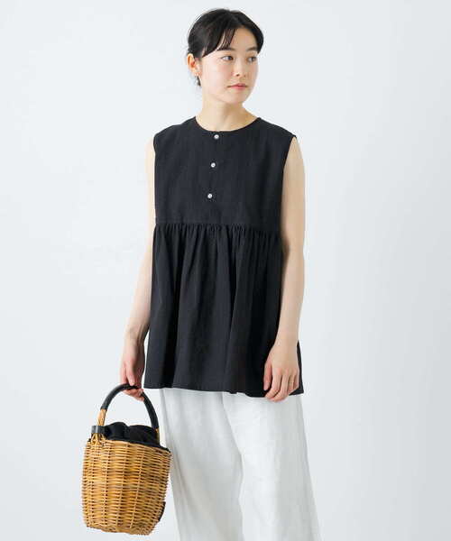 かぐれ - 【出品６/２２まで】かぐれ　シアサッカーギャザーブラウス　BLACK 楽天市場】シアサッカーギャザーブラウス／かぐれ（kagure