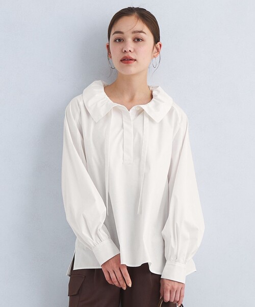 green label relaxing(グリーンレーベルリラクシング)の「フリルカラー ブラウス -マシンウォッシャブル・UVカット-(シャツ/ブラウス・レディース・コバルトブルー/ネイビー/ホワイト・FREE)」の7枚目の写真