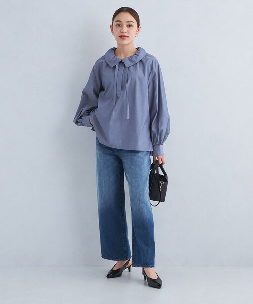 green label relaxing(グリーンレーベルリラクシング)の「フリルカラー ブラウス -マシンウォッシャブル・UVカット-(シャツ/ブラウス・レディース・コバルトブルー/ネイビー/ホワイト・FREE)」の14枚目の写真