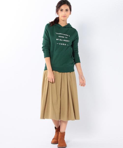 coen(コーエン)の「ミニ裏毛ロゴプリントプルオーバーパーカー(パーカー・レディース・グレー/ダークグリーン/ネイビー/ホワイト・MEDIUM/LARGE)」の10枚目の写真