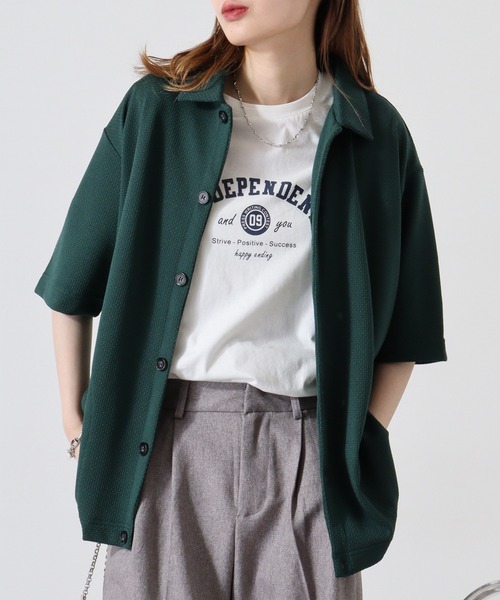 ATU　ドビーニット半袖シャツカーデ