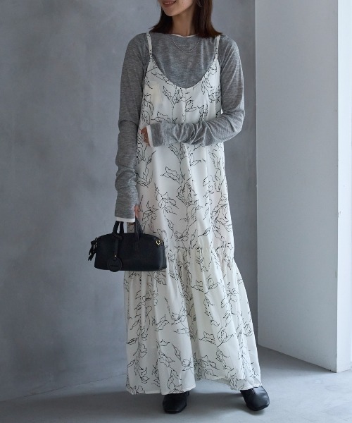 花柄　キャミワンピース　モノトーン　白黒 モノトーン花柄キャミ／ワンピース｜INGNI(イング) 公式通販｜INGNI STORE