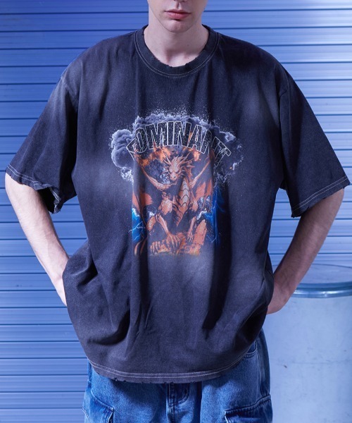 【セール】A'GEM/9 × .kom 『DOMINANT/ドミナント』 Dragon Washing T-shirt/ドラゴン 半袖カットソー（Tシャツ/カットソー）｜DOMINANT（ドミナント）