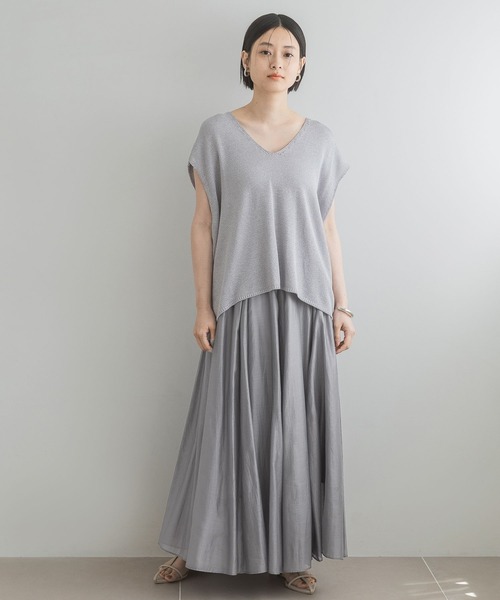 ペーパーユルニットノースリーブ　アパートバイ　未使用タグ付き ペーパーユルニットノースリーブ アパートバイ 未使用タグ付き A