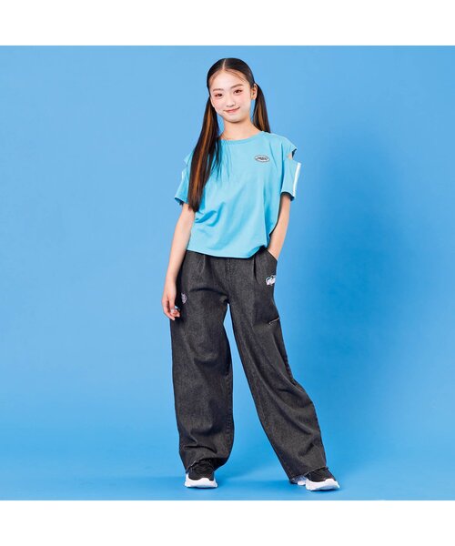 algy（アルジー）の「シシュウ入りグランジワイドタックパンツ（その他パンツ・キッズ・サックスブルー/ブラック・MEDIUM/XX-SMALL/X-SMALL/SMALL）」の8枚目の写真