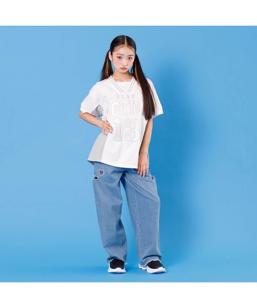 algy（アルジー）の「シシュウ入りグランジワイドタックパンツ（その他パンツ・キッズ・サックスブルー/ブラック・MEDIUM/XX-SMALL/X-SMALL/SMALL）」の10枚目の写真