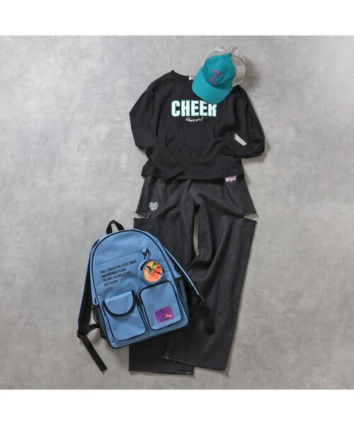 algy（アルジー）の「シシュウ入りグランジワイドタックパンツ（その他パンツ・キッズ・サックスブルー/ブラック・MEDIUM/XX-SMALL/X-SMALL/SMALL）」の13枚目の写真