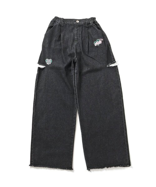 algy（アルジー）の「シシュウ入りグランジワイドタックパンツ（その他パンツ・キッズ・サックスブルー/ブラック・MEDIUM/XX-SMALL/X-SMALL/SMALL）」の14枚目の写真