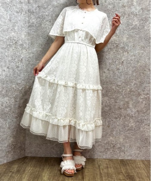 axes femme（アクシーズファム）の「ローズレースケープワンピース（ワンピース・レディース・キナリ/イエロー/ブラック・MEDIUM）」の2枚目の写真