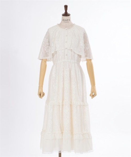 axes femme（アクシーズファム）の「ローズレースケープワンピース（ワンピース・レディース・キナリ/イエロー/ブラック・MEDIUM）」の5枚目の写真