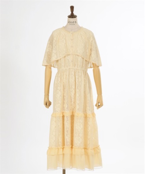 axes femme（アクシーズファム）の「ローズレースケープワンピース（ワンピース・レディース・キナリ/イエロー/ブラック・MEDIUM）」の15枚目の写真