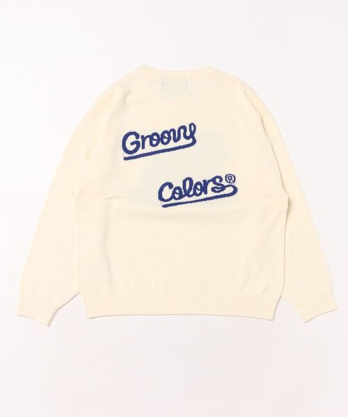 GROOVY COLORS（グルービーカラーズ）の「GROOVY SKI DOG Crewneck Knit Pullover（ニット/セーター・キッズ・アイボリー/ブルー・130）」の3枚目の写真