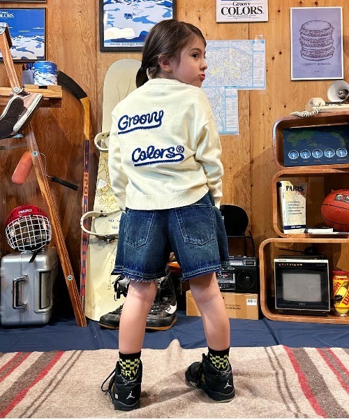 GROOVY COLORS（グルービーカラーズ）の「GROOVY SKI DOG Crewneck Knit Pullover（ニット/セーター・キッズ・アイボリー/ブルー・130）」の7枚目の写真