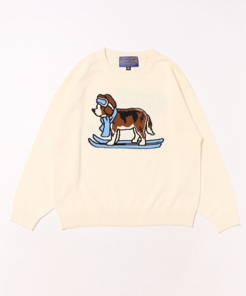 GROOVY COLORS（グルービーカラーズ）の「GROOVY SKI DOG Crewneck Knit Pullover（ニット/セーター・キッズ・アイボリー/ブルー・130）」の10枚目の写真