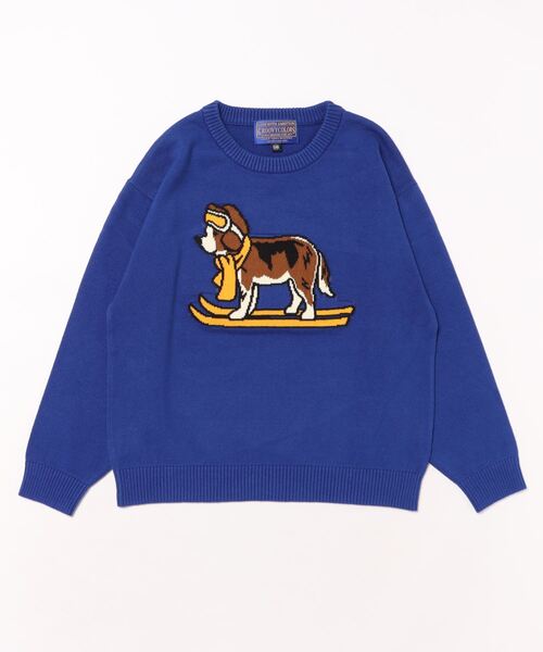 GROOVY COLORS（グルービーカラーズ）の「GROOVY SKI DOG Crewneck Knit Pullover（ニット/セーター・キッズ・アイボリー/ブルー・130）」の8枚目の写真