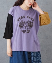 CUBE SUGAR（キューブシュガー）の「20/-カットソー7分袖アウトドア刺繍Tシャツ（Tシャツ/カットソー）」