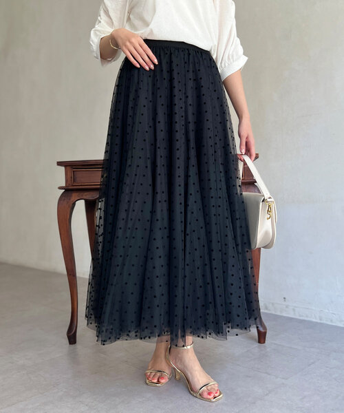 Chez toi（シェトワ）の「チュールスカート（スカート・レディース・チャコールグレー/ブラック/グレイッシュベージュ・FREE）」の10枚目の写真