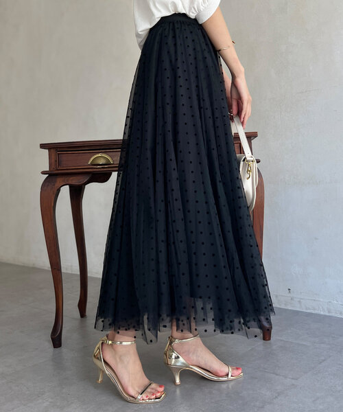 Chez toi（シェトワ）の「チュールスカート（スカート・レディース・チャコールグレー/ブラック/グレイッシュベージュ・FREE）」の12枚目の写真