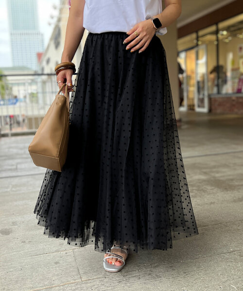 Chez toi（シェトワ）の「チュールスカート（スカート・レディース・チャコールグレー/ブラック/グレイッシュベージュ・FREE）」の18枚目の写真