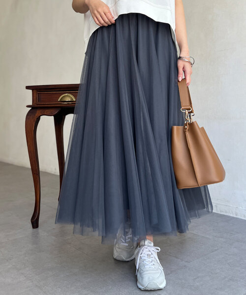 Chez toi（シェトワ）の「チュールスカート（スカート・レディース・チャコールグレー/ブラック/グレイッシュベージュ・FREE）」の20枚目の写真