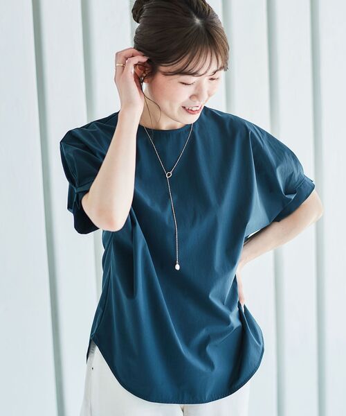 le.coeur blanc（ルクールブラン）の「《接触冷感・撥水加工》ナイロンストレッチタックスリーブプルオーバー（シャツ/ブラウス・レディース・ベージュ/ダークグリーン/ダークグレー・38）」の8枚目の写真