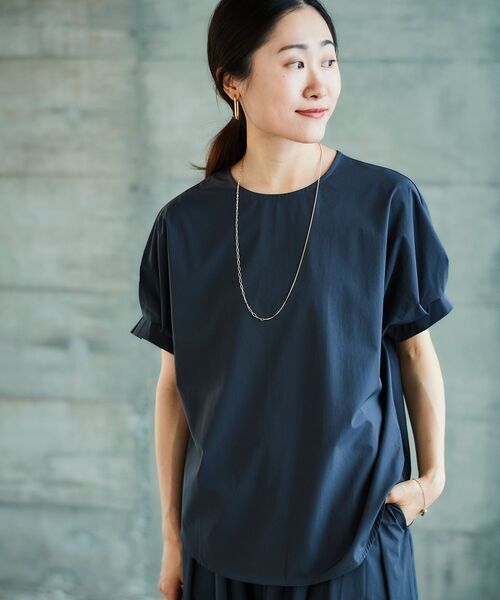 le.coeur blanc（ルクールブラン）の「《接触冷感・撥水加工》ナイロンストレッチタックスリーブプルオーバー（シャツ/ブラウス・レディース・ベージュ/ダークグリーン/ダークグレー・38）」の5枚目の写真