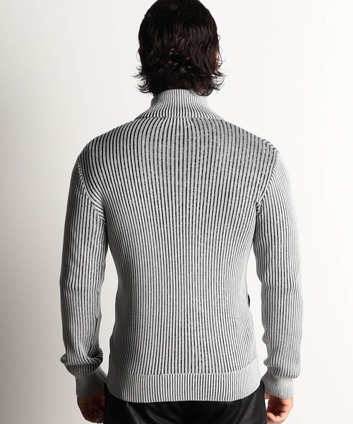 HIDEAWAYS NICOLE（ハイダウェイニコル）の「プレーティングリブZIPブルゾン（カーディガン/ボレロ・メンズ・オフホワイト/ブラック/ホワイト×ブラック/ボルドー・X-LARGE/LARGE/MEDIUM）」の9枚目の写真