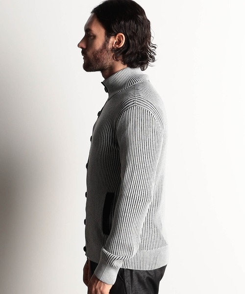 HIDEAWAYS NICOLE（ハイダウェイニコル）の「プレーティングリブZIPブルゾン（カーディガン/ボレロ・メンズ・オフホワイト/ブラック/ホワイト×ブラック/ボルドー・X-LARGE/LARGE/MEDIUM）」の10枚目の写真