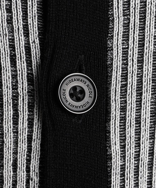 HIDEAWAYS NICOLE（ハイダウェイニコル）の「プレーティングリブZIPブルゾン（カーディガン/ボレロ・メンズ・オフホワイト/ブラック/ホワイト×ブラック/ボルドー・X-LARGE/LARGE/MEDIUM）」の16枚目の写真