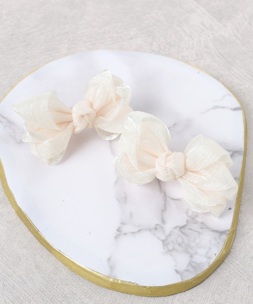 ラメシフォンリボン/ピアス（ピアス（両耳用））｜Flowering