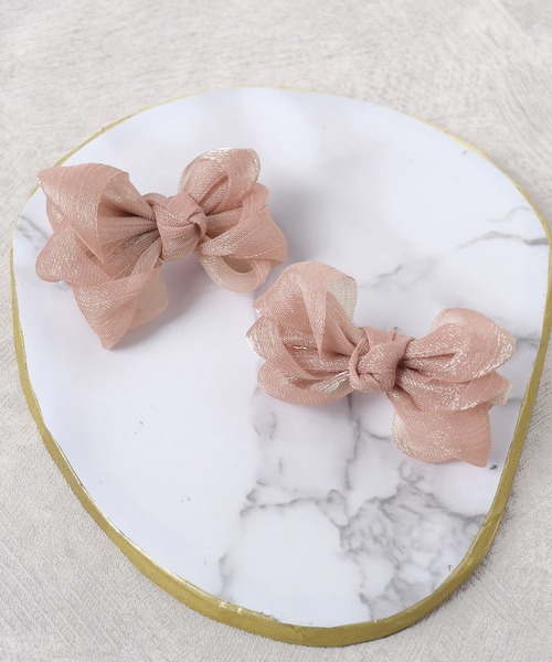ラメシフォンリボン/ピアス（ピアス（両耳用））｜Flowering